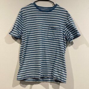 Good Threads Blue and White Striped Short Sleeve Shirt - Size Large